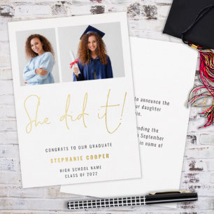 She Did It Grad 2022 Announcement 2 Photo Foil