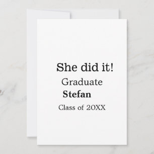 She did it graduate add name class of 20XX text Holiday Card