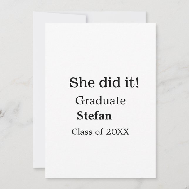 She did it graduate add name class of 20XX text Invitation (Front)