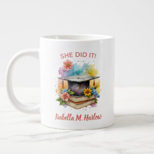She Did It Graduate Name Large Coffee Mug