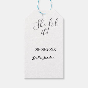 She did it graduation class of 20XX name simple Gift Tags