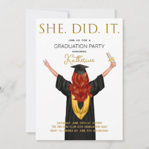 She Did It Graduation Invitation