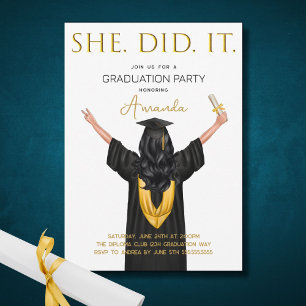 She Did It Graduation Invitation