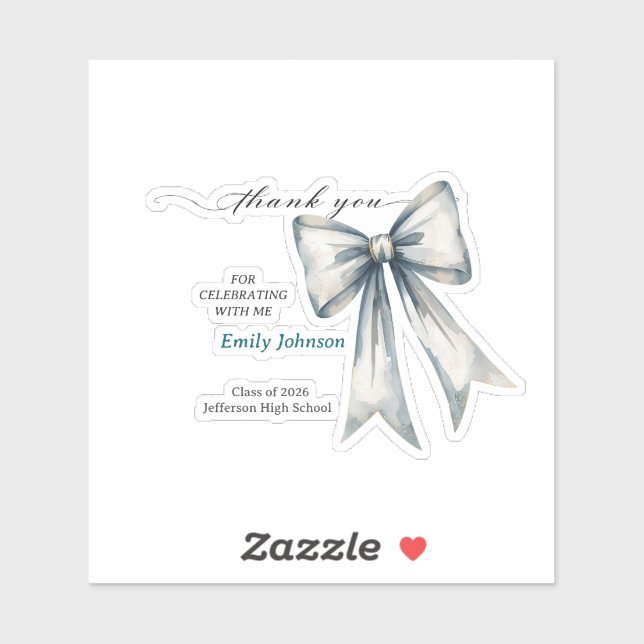 She did it Graduation invitation Photo Blue Bow  (Sheet)