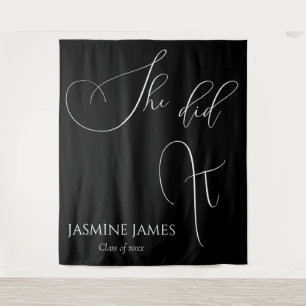 She did it graduation party backdrop tapestry