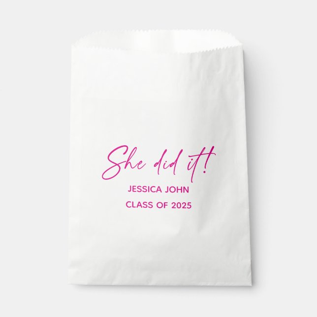 She did it Graduation party candy favours  Favour Bags (Front)