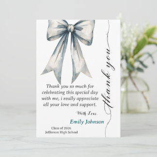 She did it Graduation Thank you  Photo Blue Bow  Invitation