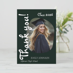 She Did It! Modern Photo Graduation Thank You Card