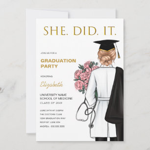 She Did It Nurse Medical School Graduation Invitation