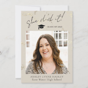 She Did It Photo Graduation Announcement