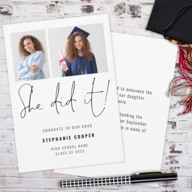 She Did It Script 2 Photo 2022 Graduation  Announcement (Creator Uploaded)