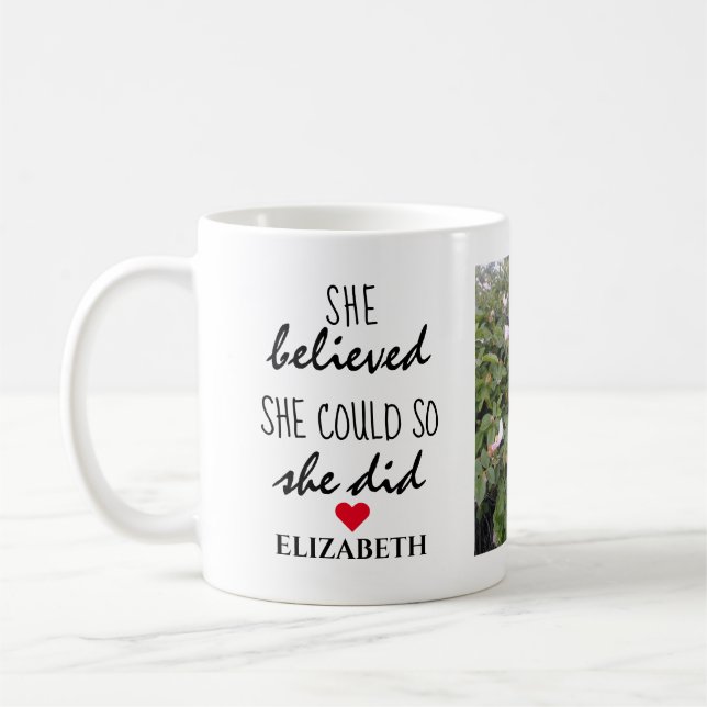 She Did Photo Collage Add Name Graduation Mug (Left)