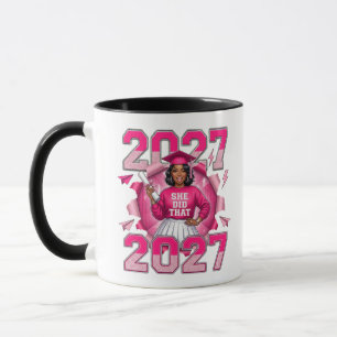 She Did That Class of 2027 Pink Graduation Mug
