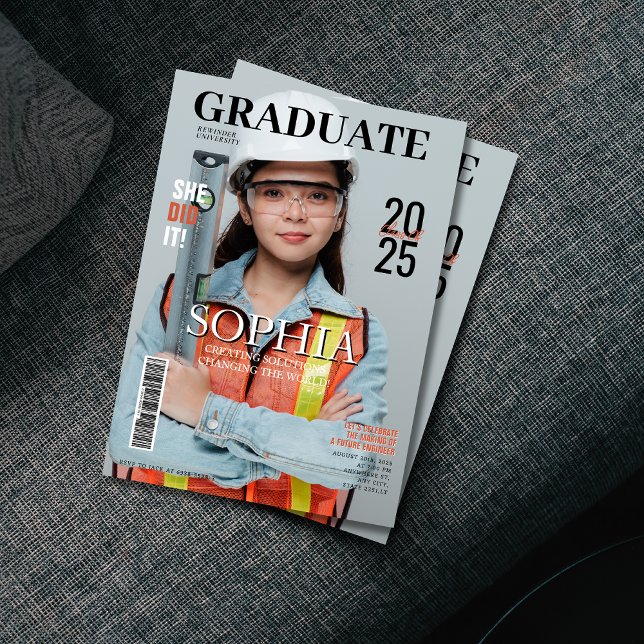 She dit it  engineering magazine photo graduation  invitation (Creator Uploaded)
