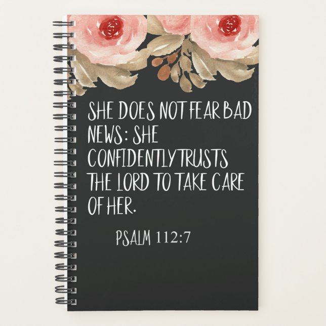 She Does Not Fear Bad News Psalm 112:7 Quote Planner (Front)
