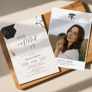 She EaRNed it Modern Photo Nursing Graduation Invitation