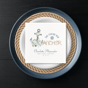 She Found Her Anchor Nautical Bridal Shower Napkin