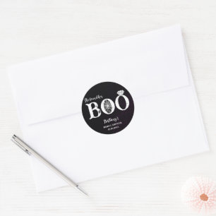 She Found Her Boo Black Halloween Bridal Shower Classic Round Sticker