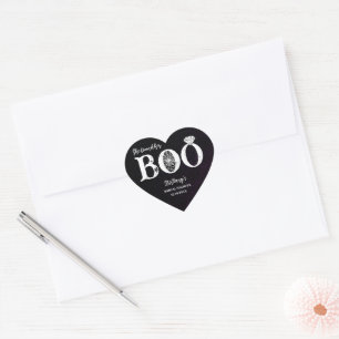 She Found Her Boo Black Halloween Bridal Shower Heart Sticker