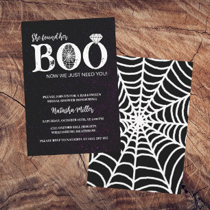 She Found Her Boo Black Halloween Bridal Shower Invitation