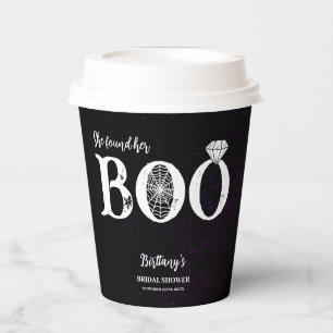 She Found Her Boo Black Halloween Bridal Shower Paper Cups