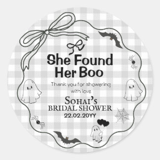 She Found Her Boo Bridal Shower  Classic Round Sticker