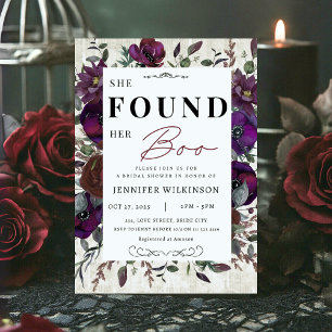 She Found Her Boo Floral Halloween Bridal Shower Invitation