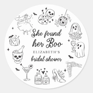 She Found Her Boo Ghost Floral Bridal Shower Classic Round Sticker