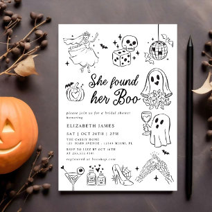 She Found Her Boo Ghost Floral  Bridal Shower  Invitation