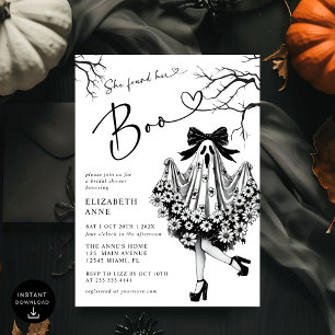 She Found Her Boo Ghost Floral  Bridal Shower Invitation