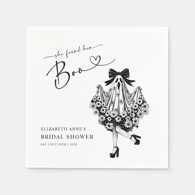 She Found Her Boo Ghost Floral  Bridal Shower Napkin (Front)