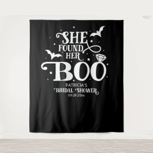She Found Her Boo Halloween Bridal Shower Backdrop Tapestry