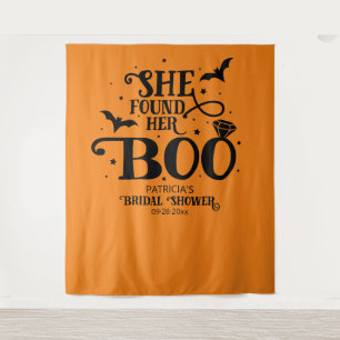 She Found Her Boo Halloween Bridal Shower Backdrop Tapestry