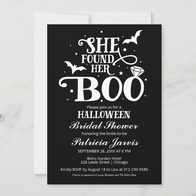 She Found Her Boo Halloween Bridal Shower Invitation (Front)