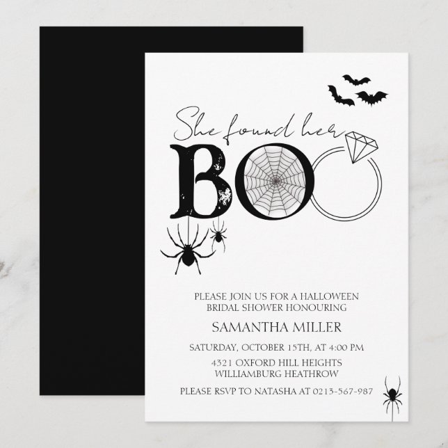 She Found Her Boo Halloween Bridal Shower Invitation (Front/Back)