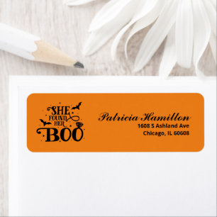 She Found Her Boo Halloween Bridal Shower Label