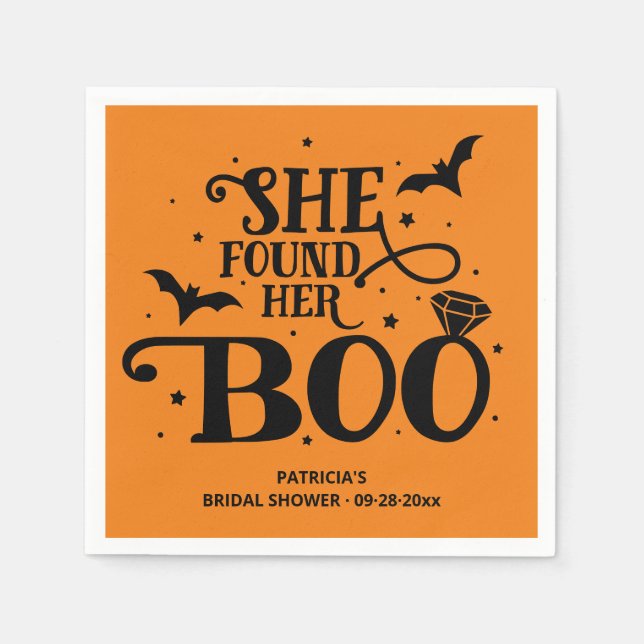 She Found Her Boo Halloween Bridal Shower Napkins (Front)