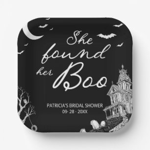 She Found Her Boo Halloween Bridal Shower Paper Plate