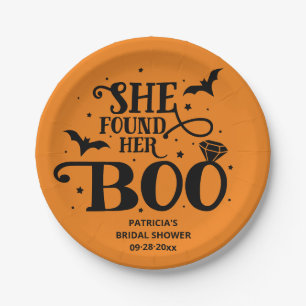 She Found Her Boo Halloween Bridal Shower Paper Plate