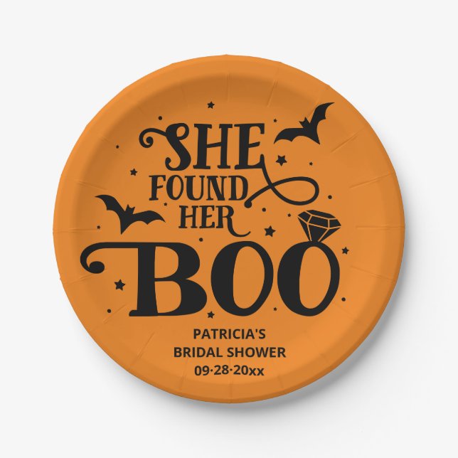 She Found Her Boo Halloween Bridal Shower Paper Plate (Front)