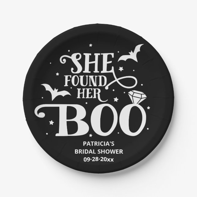 She Found Her Boo Halloween Bridal Shower Paper Plate (Front)