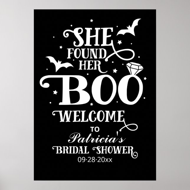 She Found Her Boo Halloween Bridal Shower Sign (Front)