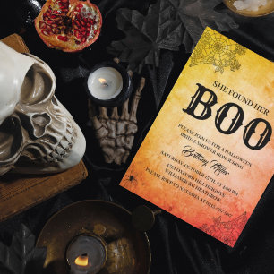 She Found Her Boo Orange Halloween Bridal Shower Invitation