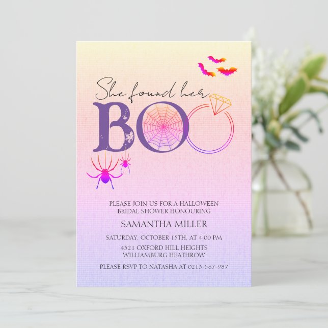 She Found Her Boo Pastel Halloween Bridal Shower Invitation (Standing Front)