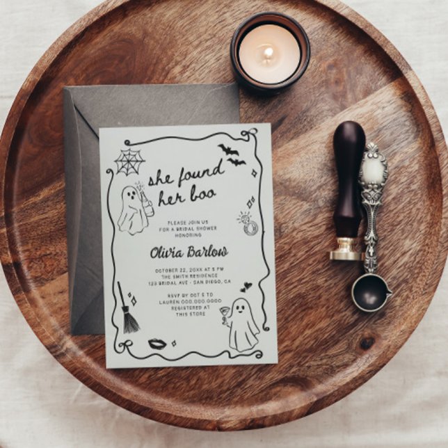 She Found Her Boo Quirky Halloween Bridal Shower Invitation (Creator Uploaded)