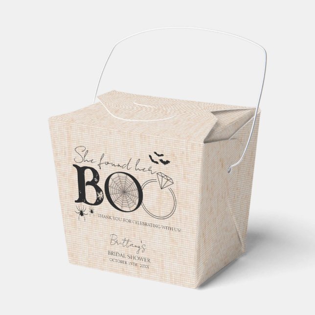 She Found Her Boo Rustic Halloween Bridal Shower Favour Box (Front Side)