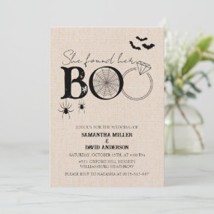 She Found Her Boo Rustic Halloween Wedding Invitation