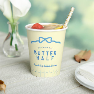 She found her Butter Half Blue Bow Bridal Shower Paper Cups