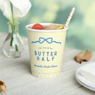 She found her Butter Half Blue Bow Bridal Shower Paper Cups
