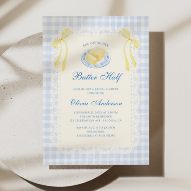 She Found Her Butter Half Bridal Shower Invitation (Creator Uploaded)